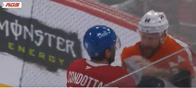 Nicolas Deslauriers refuse de jeter les gants contre Lucas Condotta des Canadiens pour son bien
